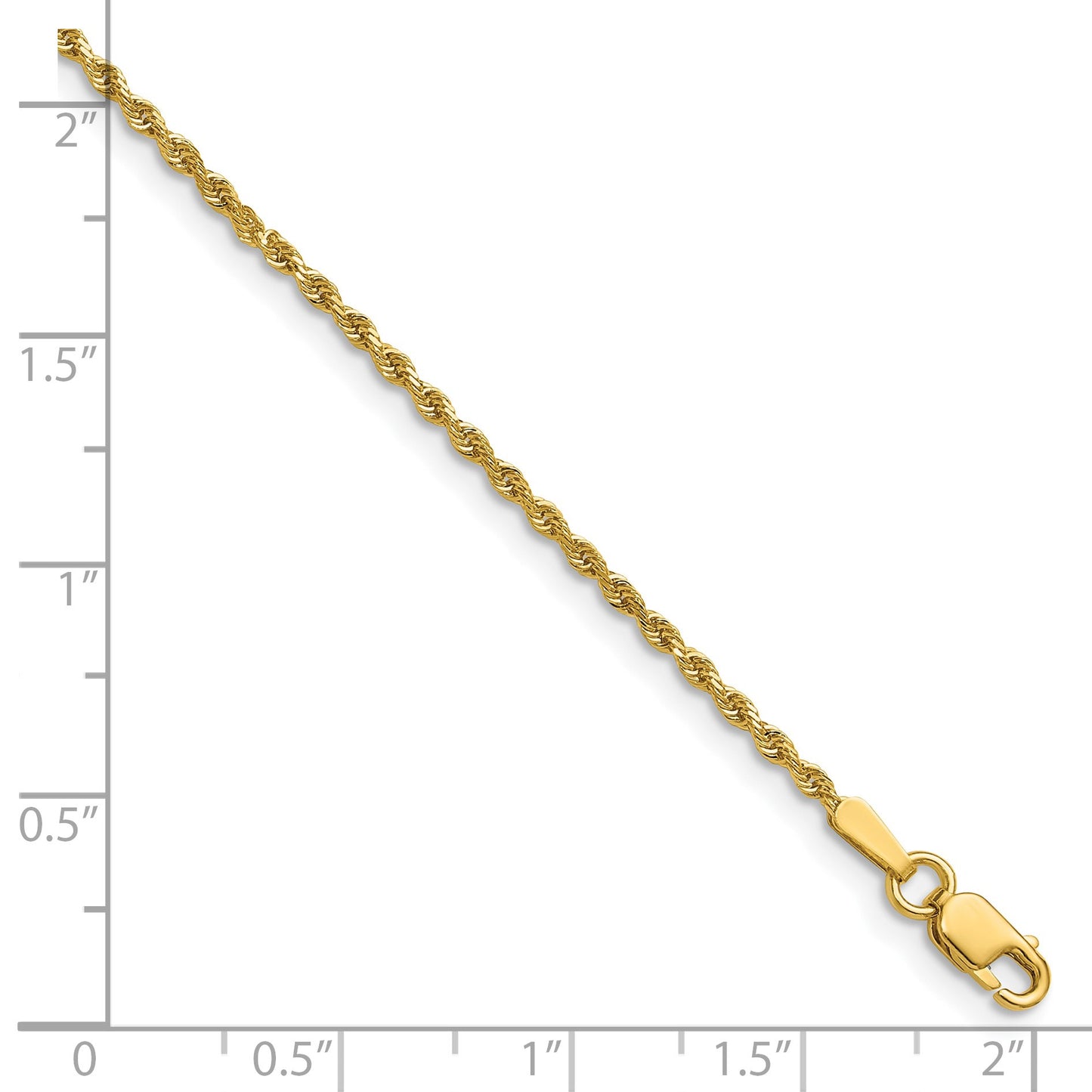 14K 18 inch 1.5mm Diamond-cut Rope with Lobster Clasp Chain