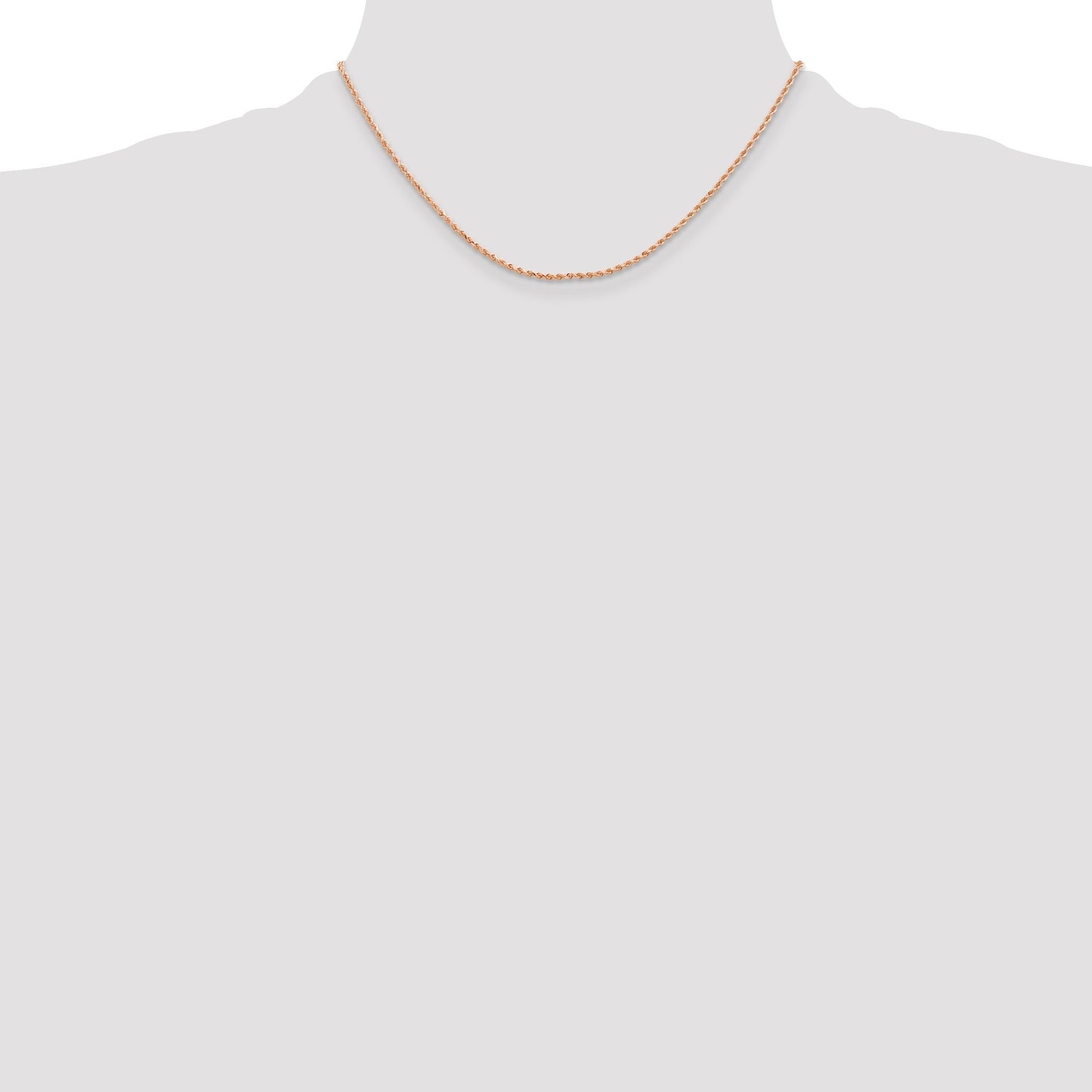 14K Rose Gold 16 inch 1.5mm Diamond-cut Rope with Lobster Clasp Chain