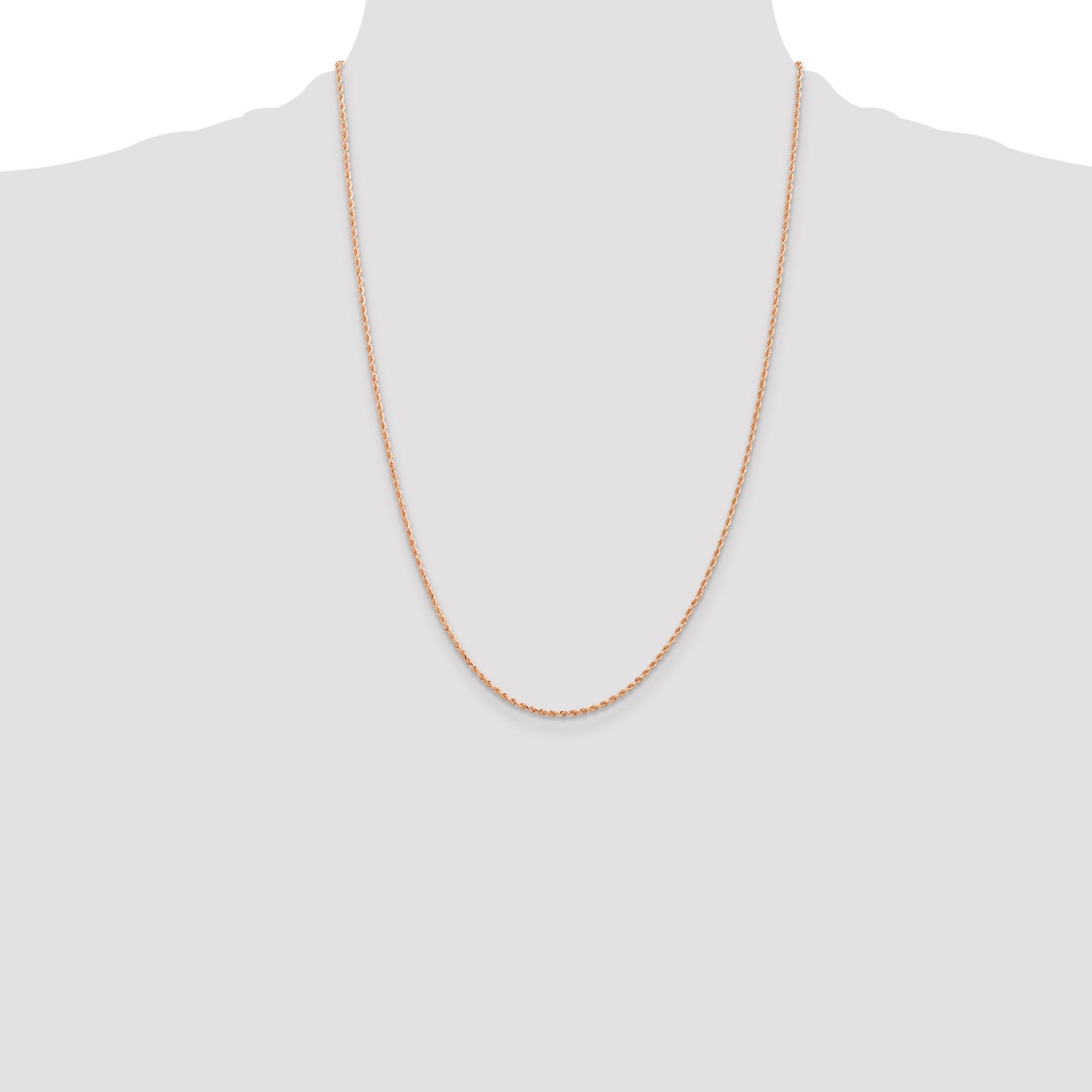 14K Rose Gold 24 inch 1.5mm Diamond-cut Rope with Lobster Clasp Chain