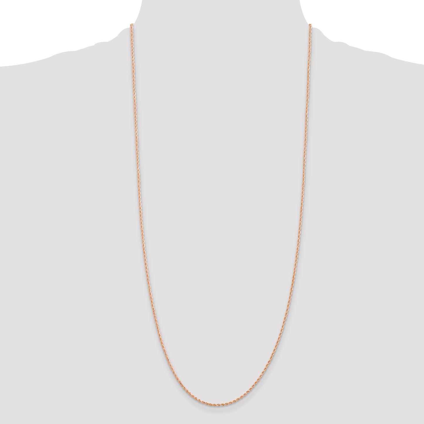 14K Rose Gold 30 inch 1.5mm Diamond-cut Rope with Lobster Clasp Chain