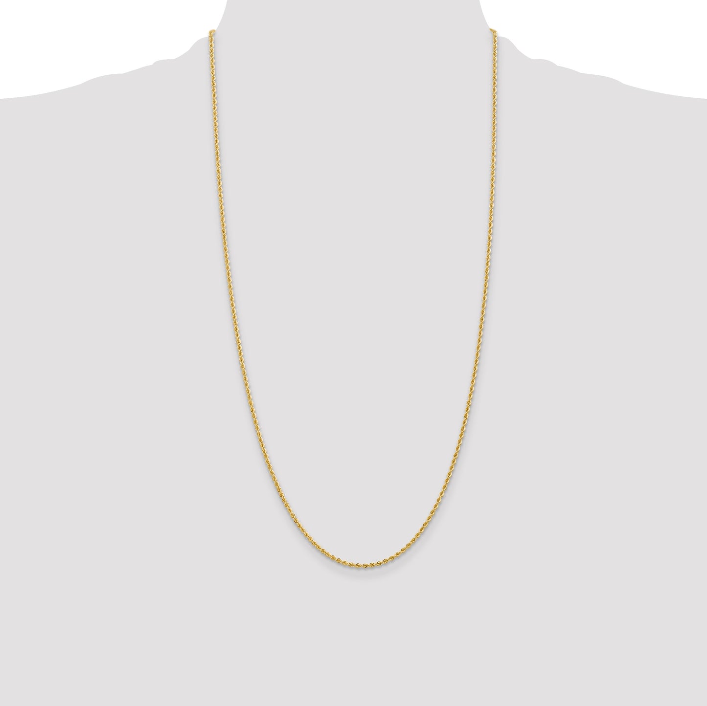 14K 28 inch 2mm Regular Rope with Lobster Clasp Chain