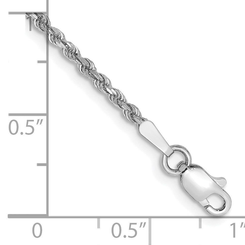 14K White Gold 7 inch 1.75mm Diamond-cut Rope with Lobster Clasp Chain
