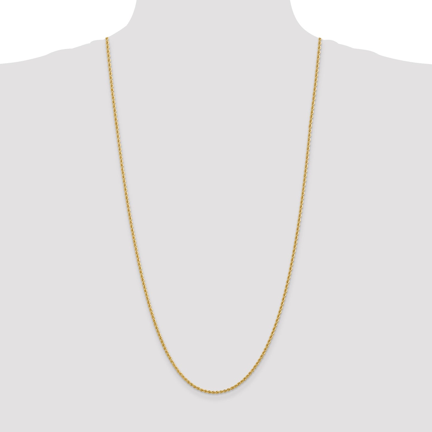 14K 30 inch 2.25mm Regular Rope with Lobster Clasp Chain
