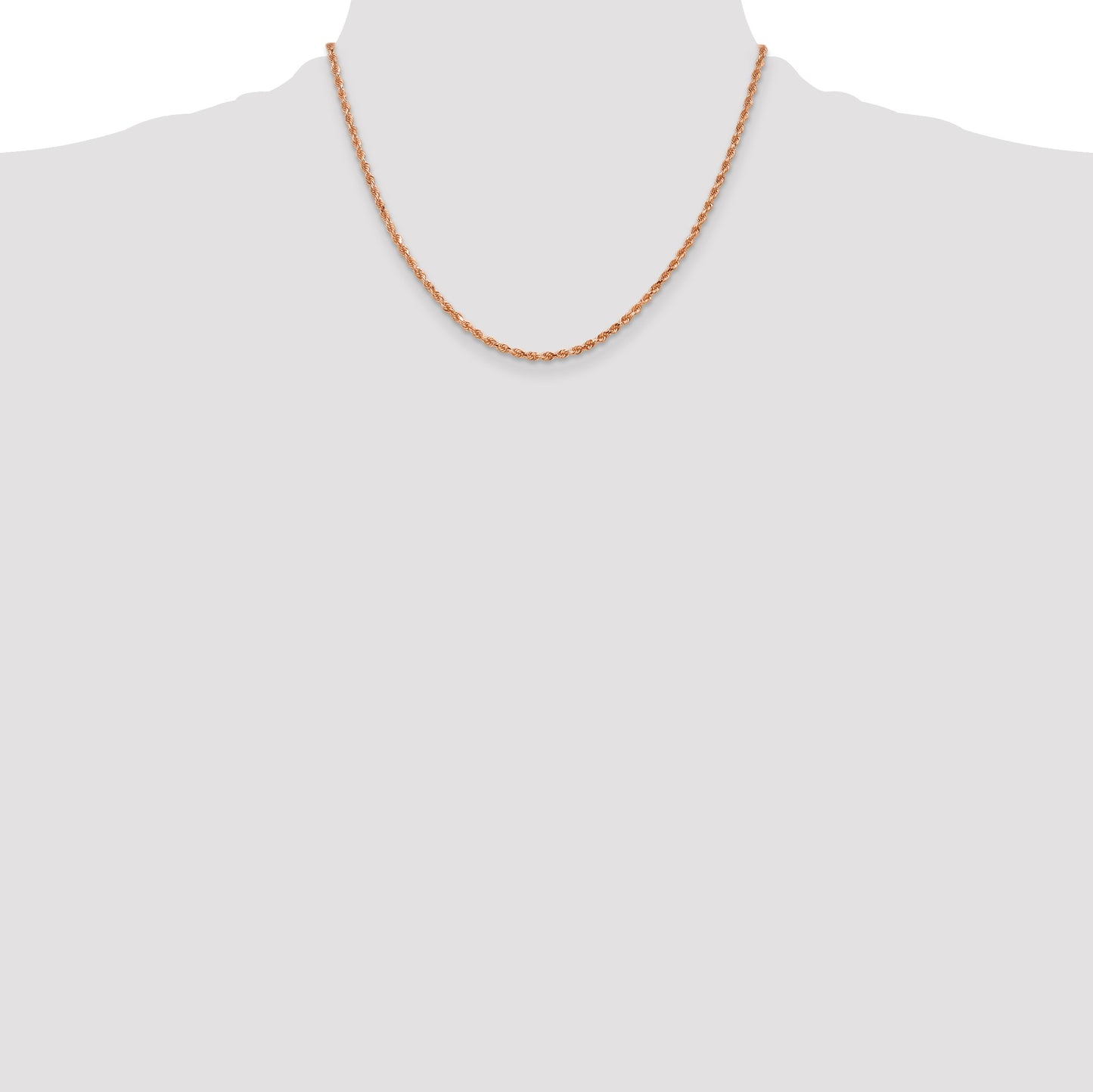 14K Rose Gold 18 inch 2.25mm Diamond-cut Rope with Lobster Clasp Chain