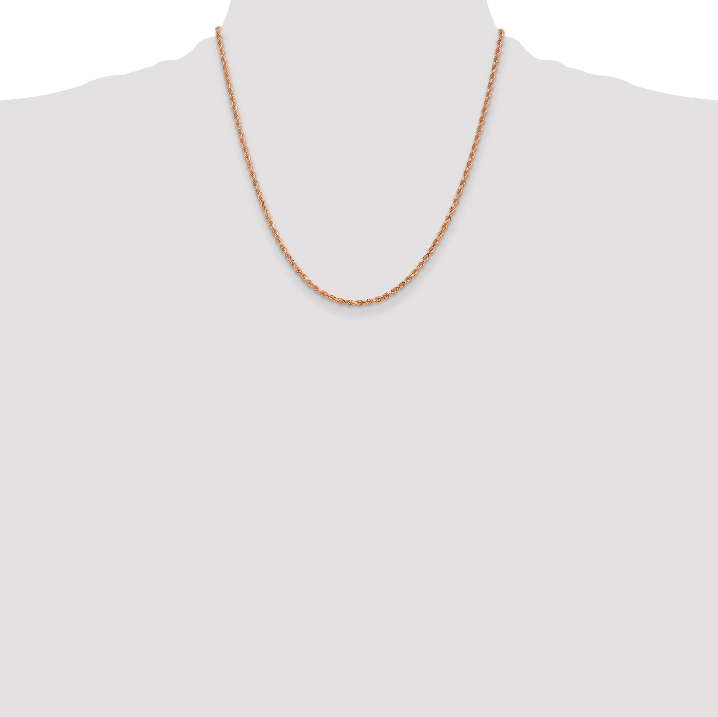 14K Rose Gold 20 inch 2.25mm Diamond-cut Rope with Lobster Clasp Chain