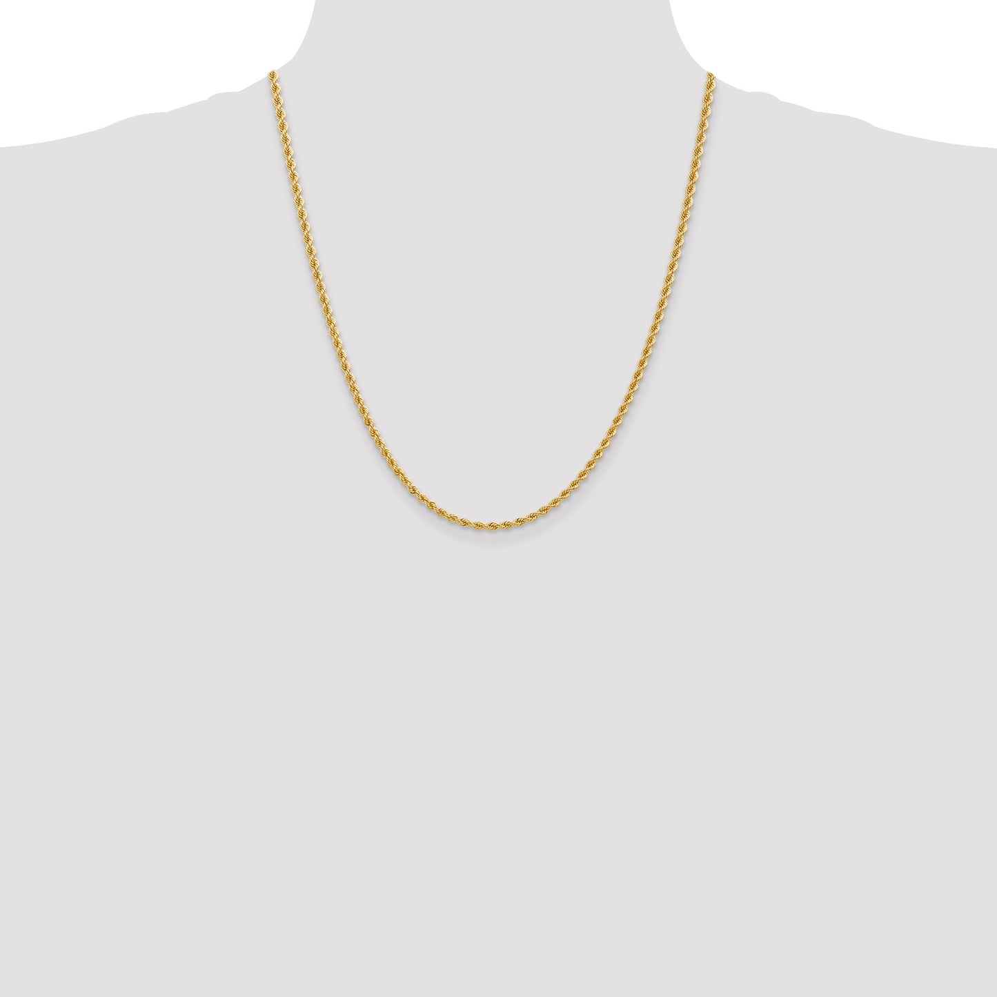 14K 22 inch 2.75mm Regular Rope with Lobster Clasp Chain