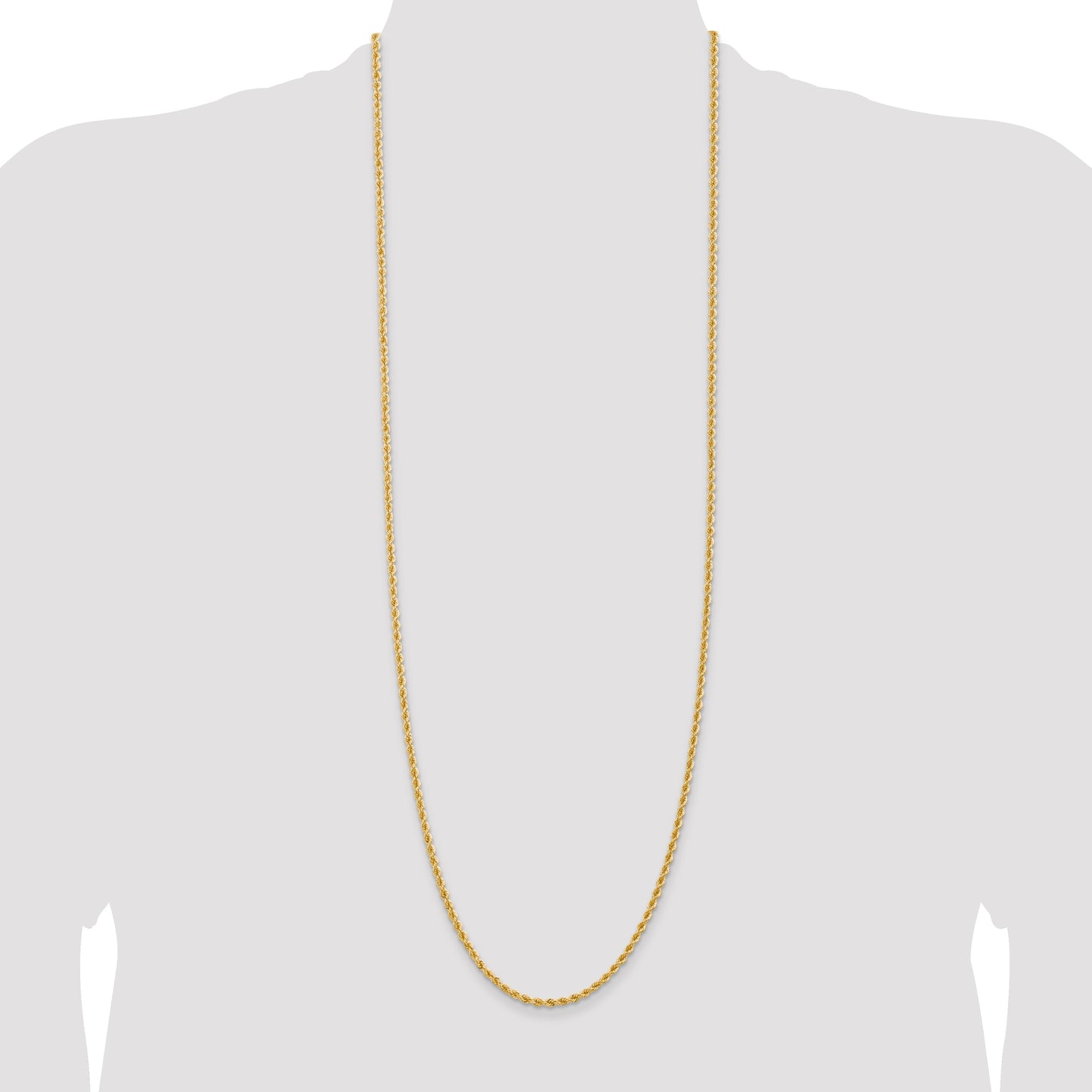 14K 36 inch 2.75mm Regular Rope with Lobster Clasp Chain