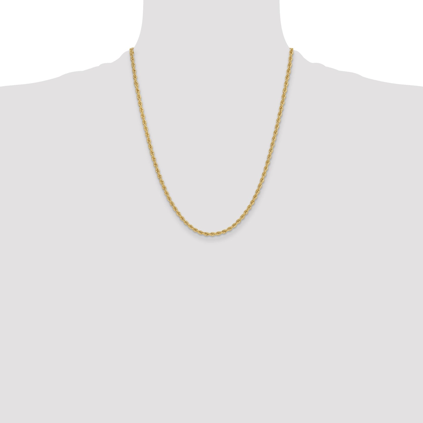 14k 3.3mm Solid Rope Chain