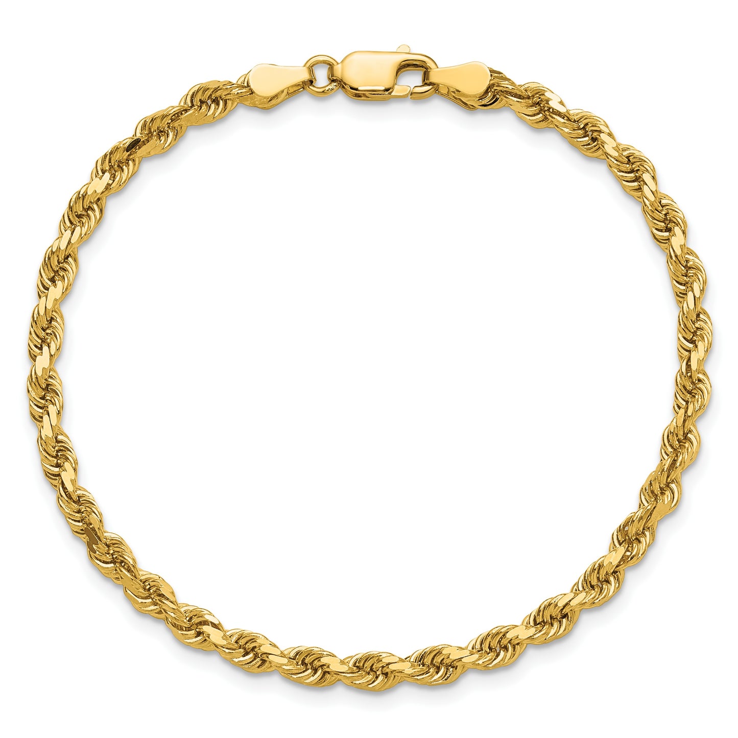 14K 8 inch 3.75mm Diamond-cut Rope with Lobster Clasp Chain