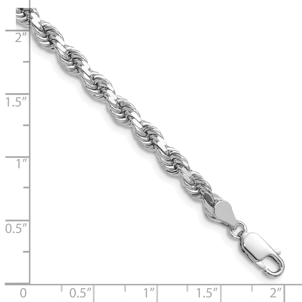 14K White Gold 18 inch 4.5mm Diamond-cut Rope with Lobster Clasp Chain