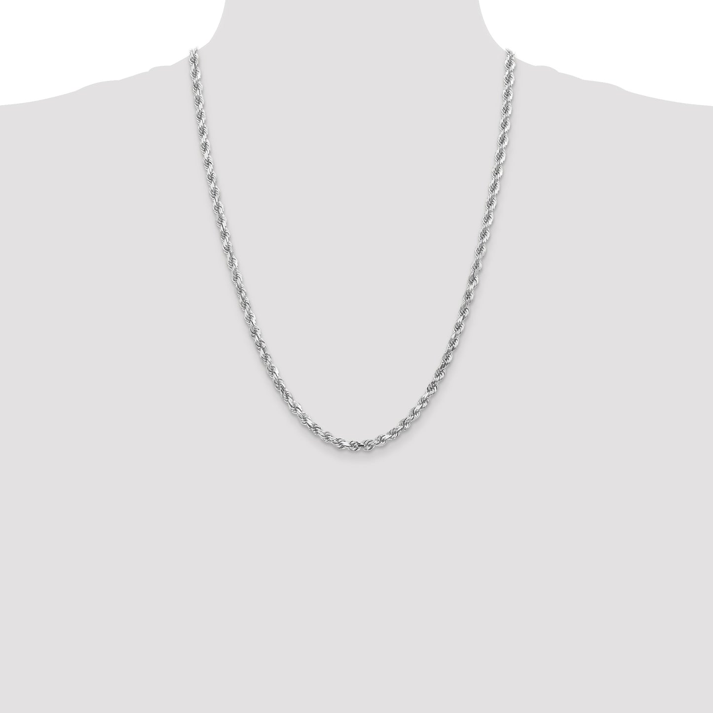 14K White Gold 24 inch 4.5mm Diamond-cut Rope with Lobster Clasp Chain