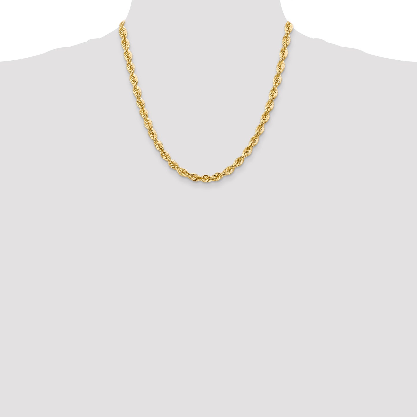 14K 20 inch 6mm Regular Rope with Fancy Lobster Clasp Chain