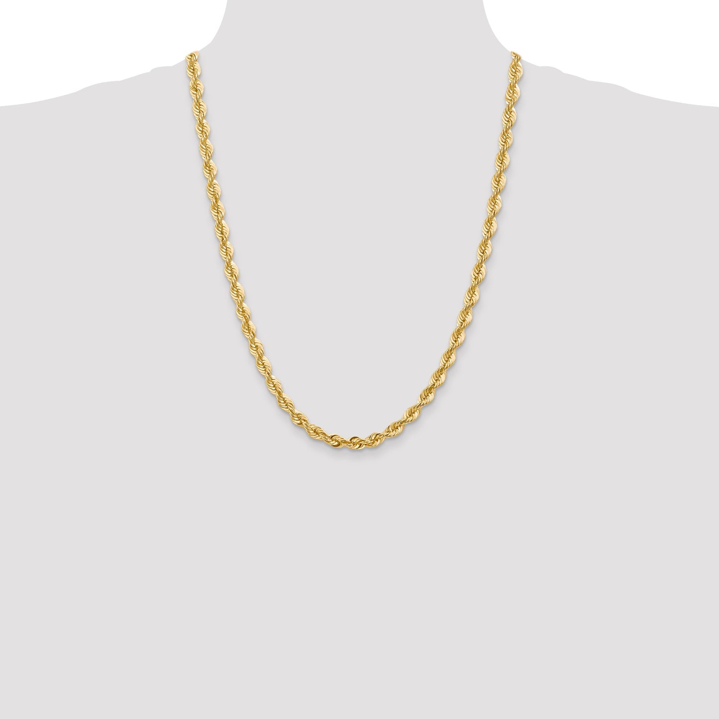 14K 24 inch 6mm Regular Rope with Fancy Lobster Clasp Chain
