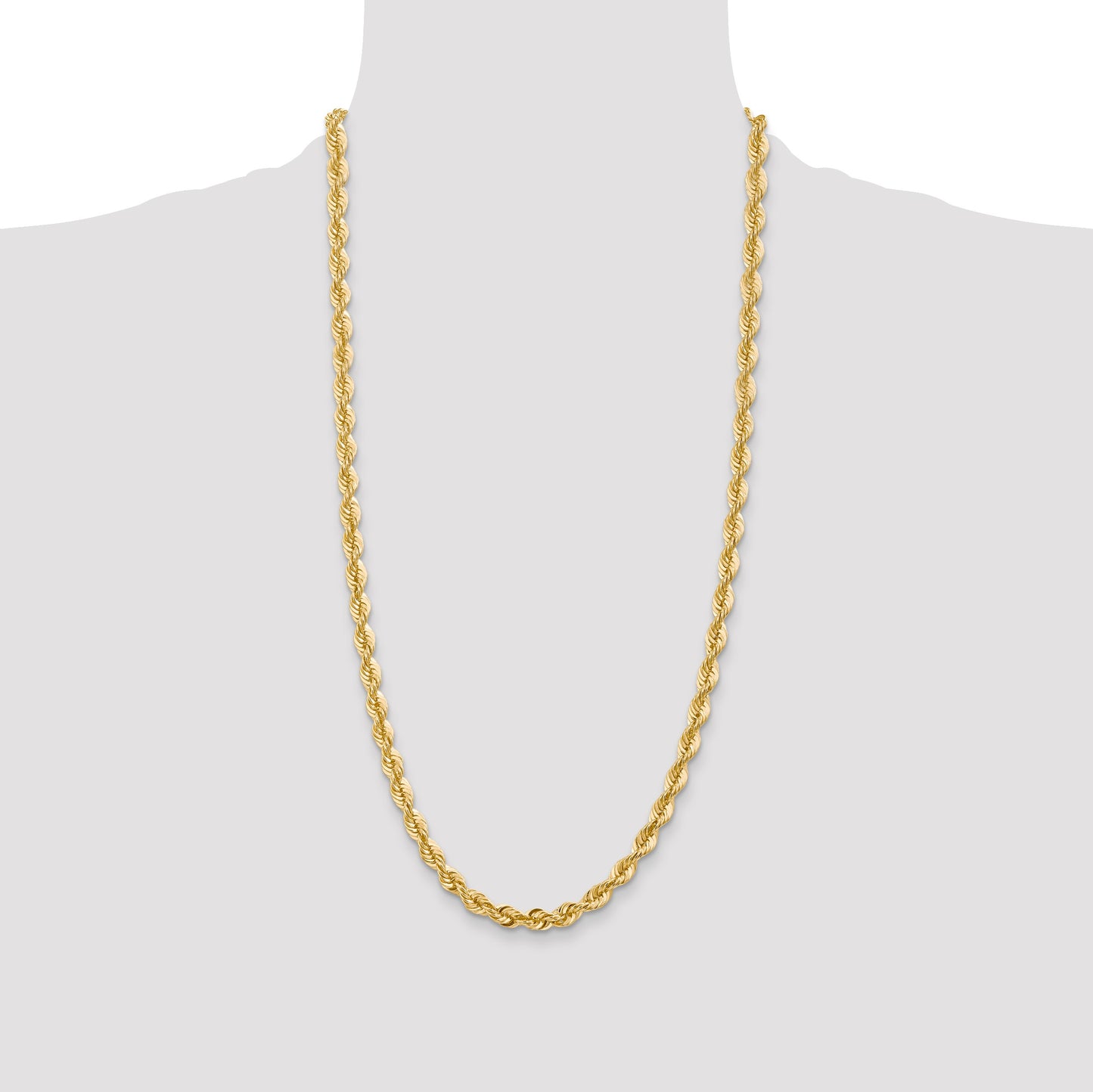 14K 28 inch 6mm Regular Rope with Fancy Lobster Clasp Chain