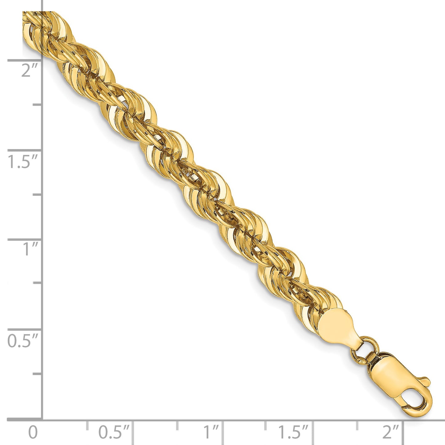 14K 8 inch 6mm Regular Rope with Fancy Lobster Clasp Chain