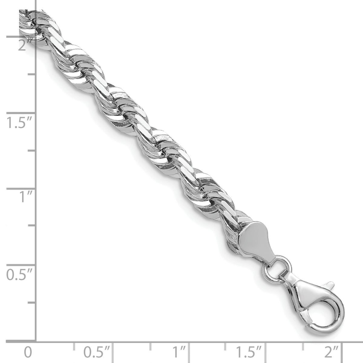 14K White Gold 22 inch 5.5mm Diamond-cut Rope with Lobster Clasp Chain