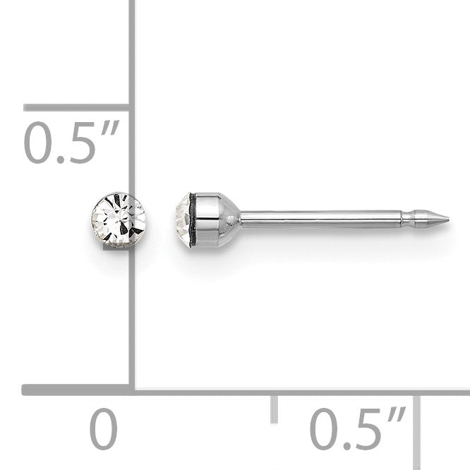 Inverness 14K White Gold Polished 2.4mm Crystal Post Piercing Earrings