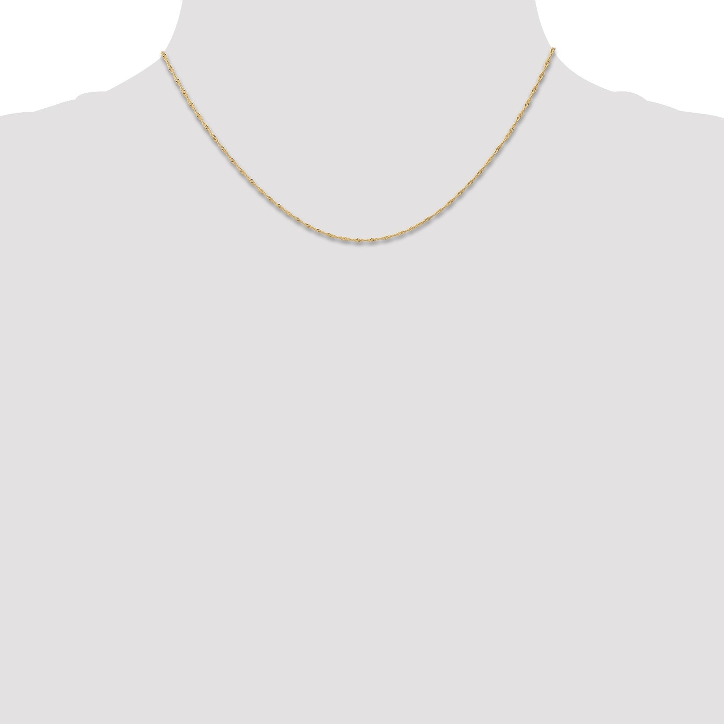14K 16 inch Carded 1mm Singapore with Spring Ring Clasp Chain