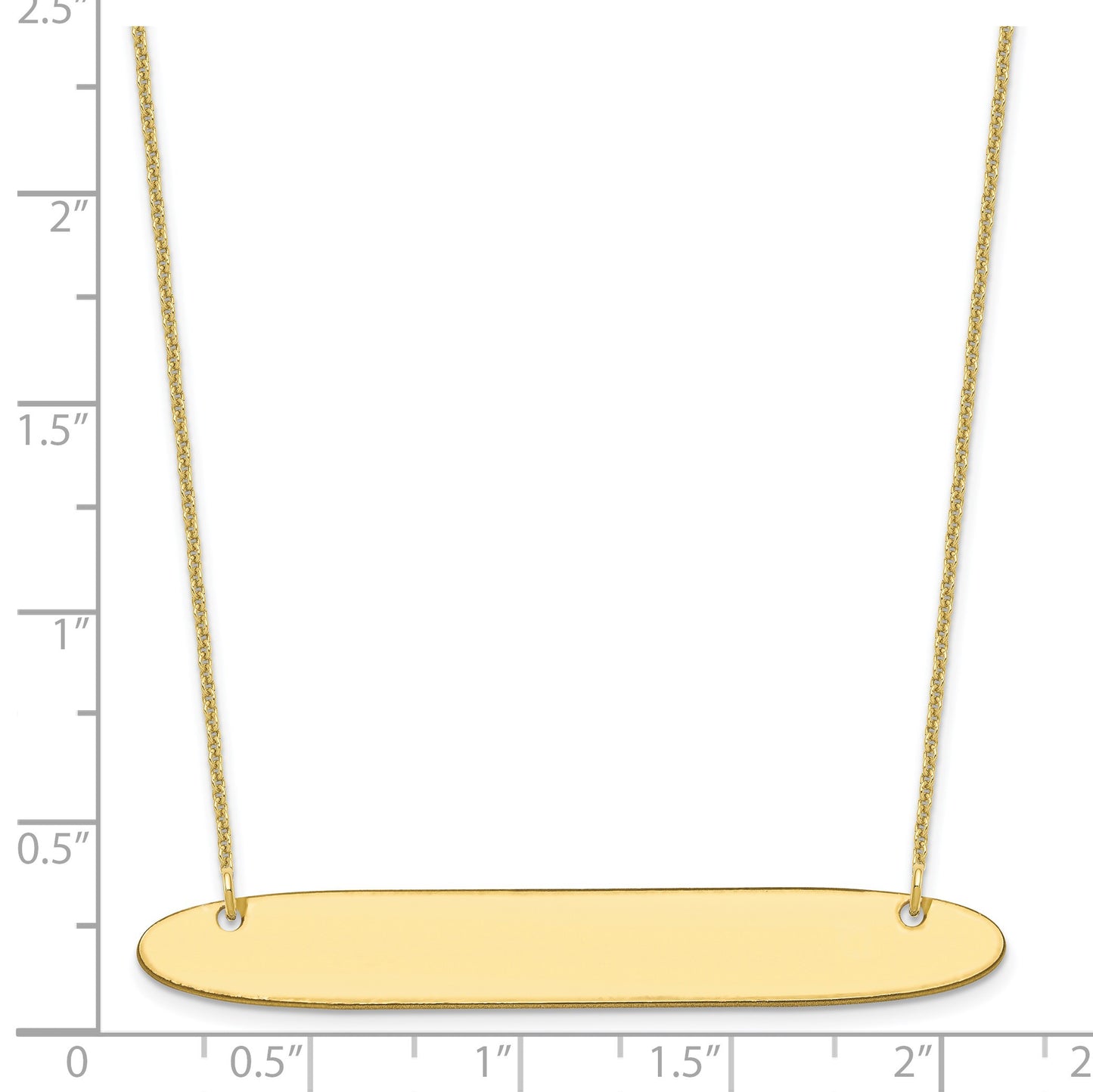 10k Yellow Gold Large Oblong Blank Bar Necklace
