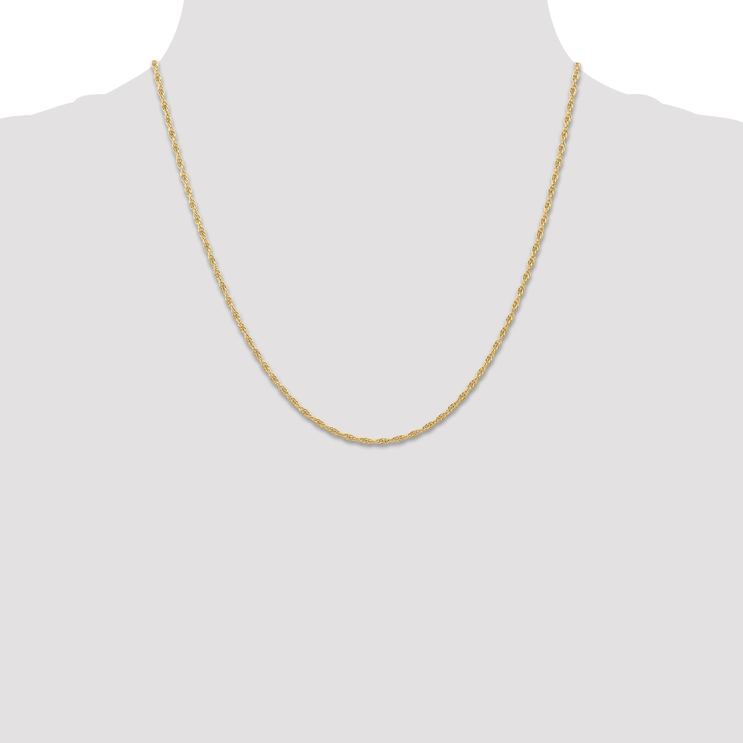 14K 20 inch Carded 1.55mm Cable Rope with Spring Ring Clasp Chain