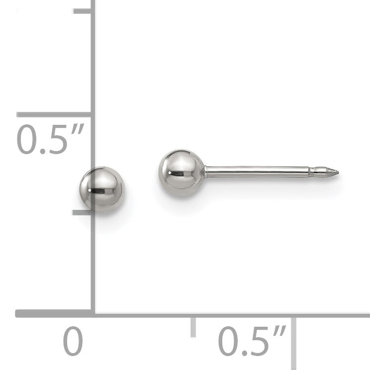Inverness Stainless Steel Polished 3mm Ball Short Post Piercing Earrings