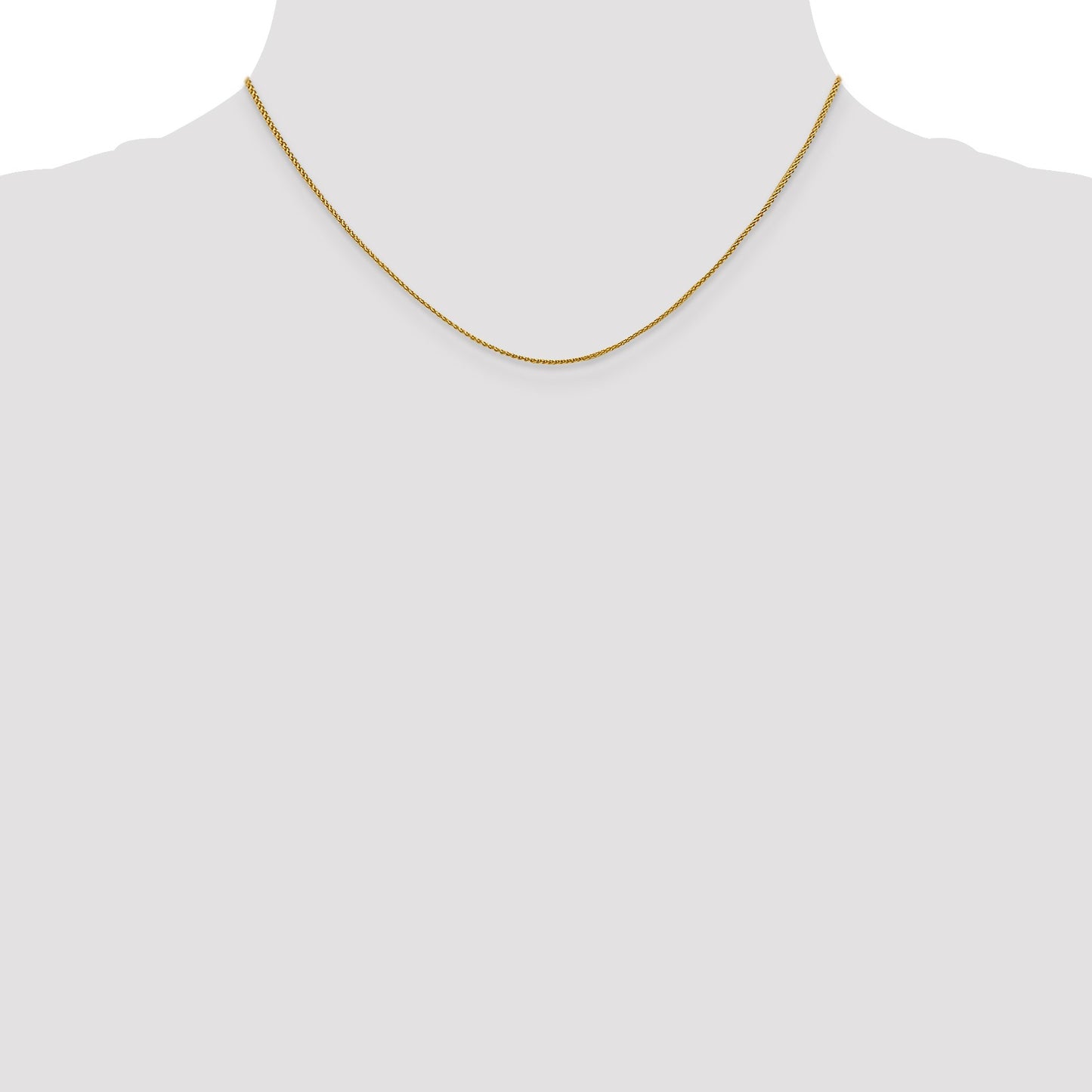 18K 16 inch 1mm Diamond-cut Spiga with Spring Ring Clasp Chain