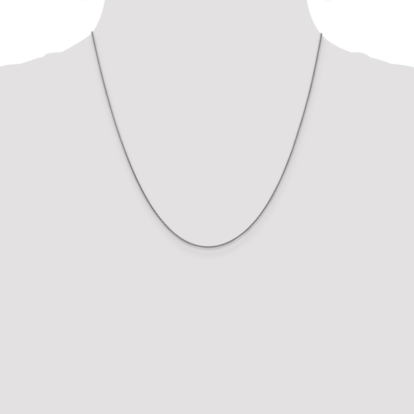 18K White Gold 20 inch 1mm Diamond-cut Spiga with Spring Ring Clasp Chain