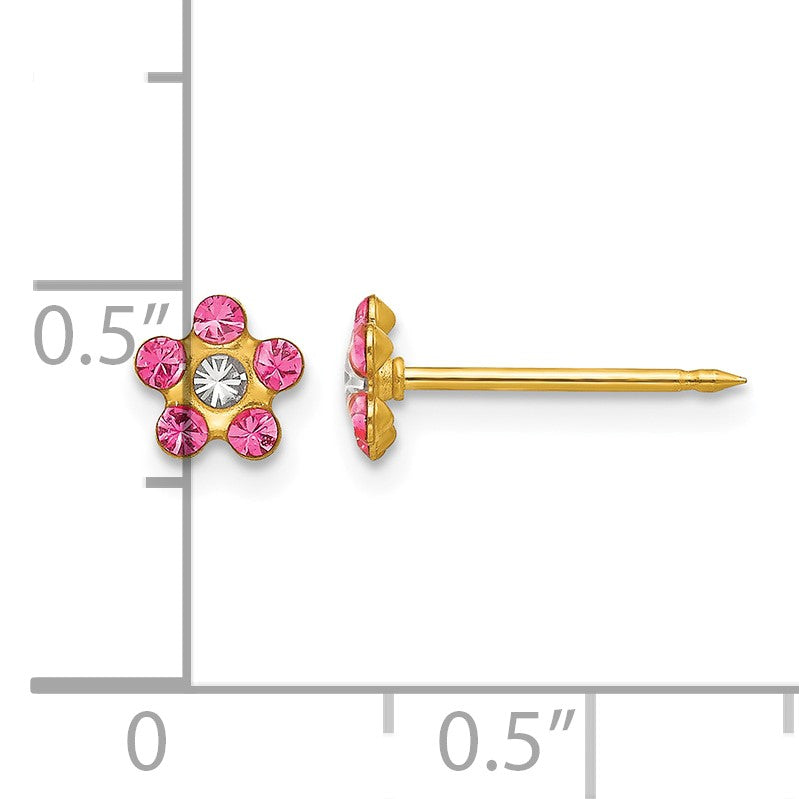 Inverness 14k Rose and Aurora Borealis Crystal Flower Post Piercing Earrings