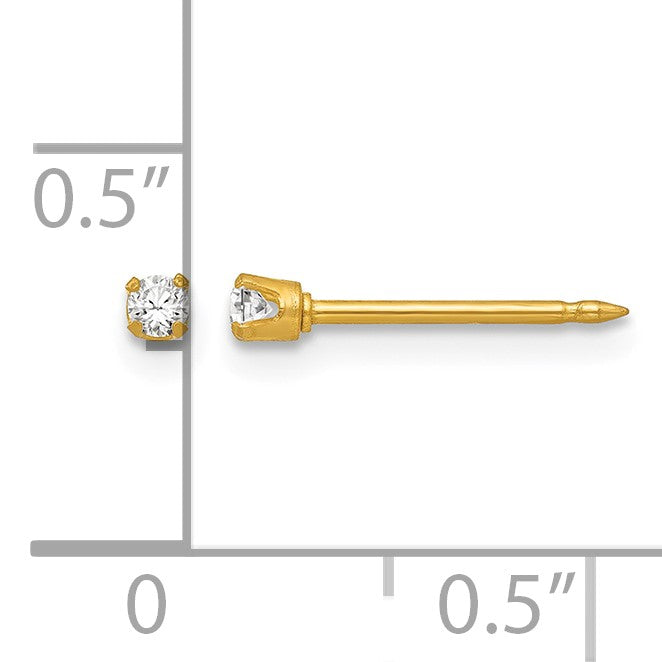 Inverness 18k 2mm CZ Post Piercing Earrings