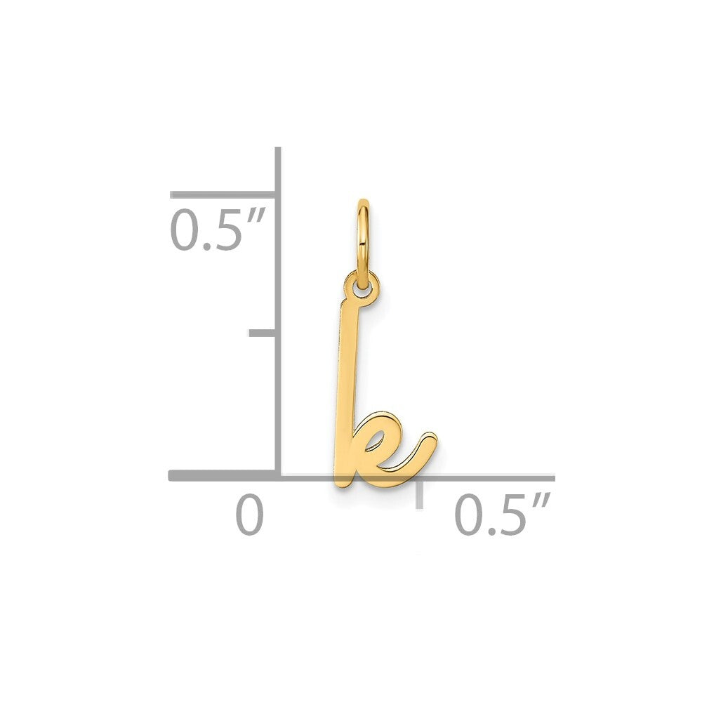 14k Yellow Gold Lower case Letter K Initial Charm Pendant for Women