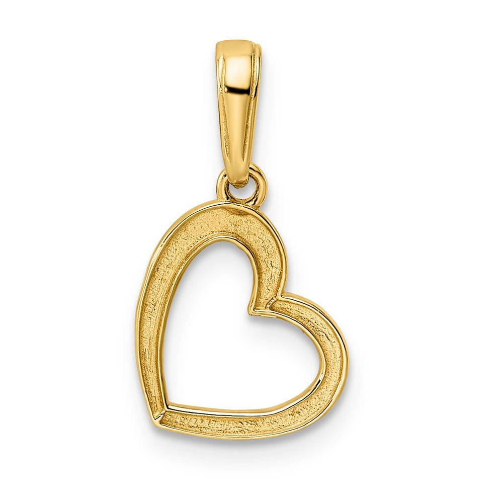 14k Yellow Gold and White Rhodium Diamond-cut Heart Pendant