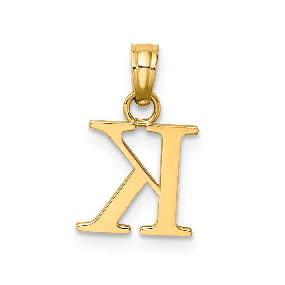 14k Yellow Gold Polished Block Letter K Initial Pendant for Women