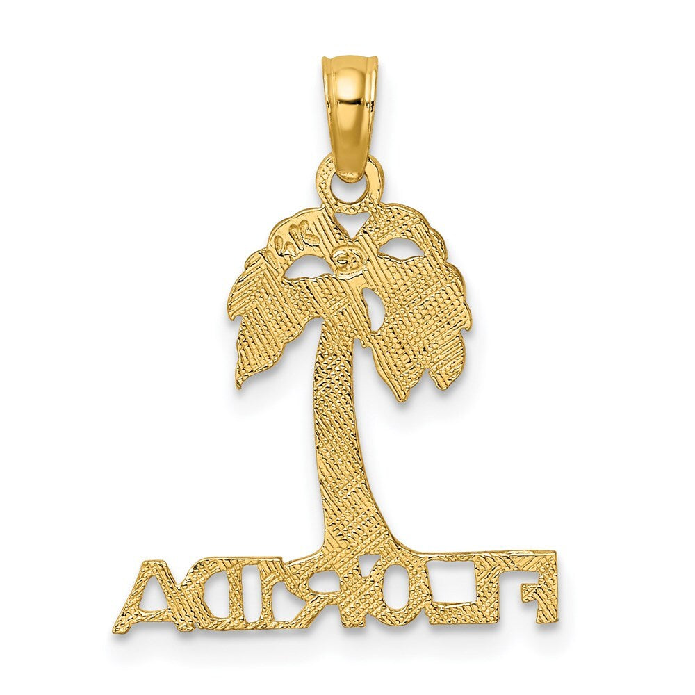 14k Yellow Gold FLORIDA Palm Tree Charm Pendant for Women