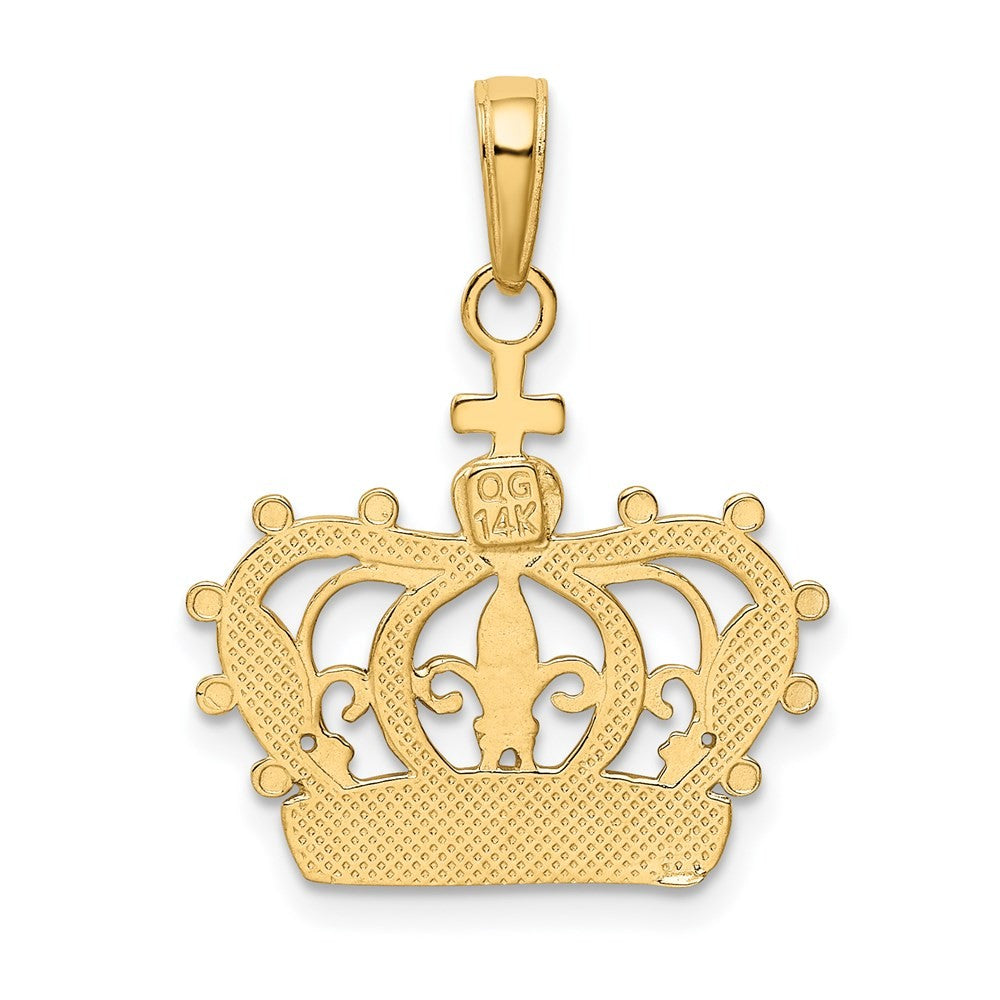 14k Yellow Gold and White Rhodium Crown Pendant