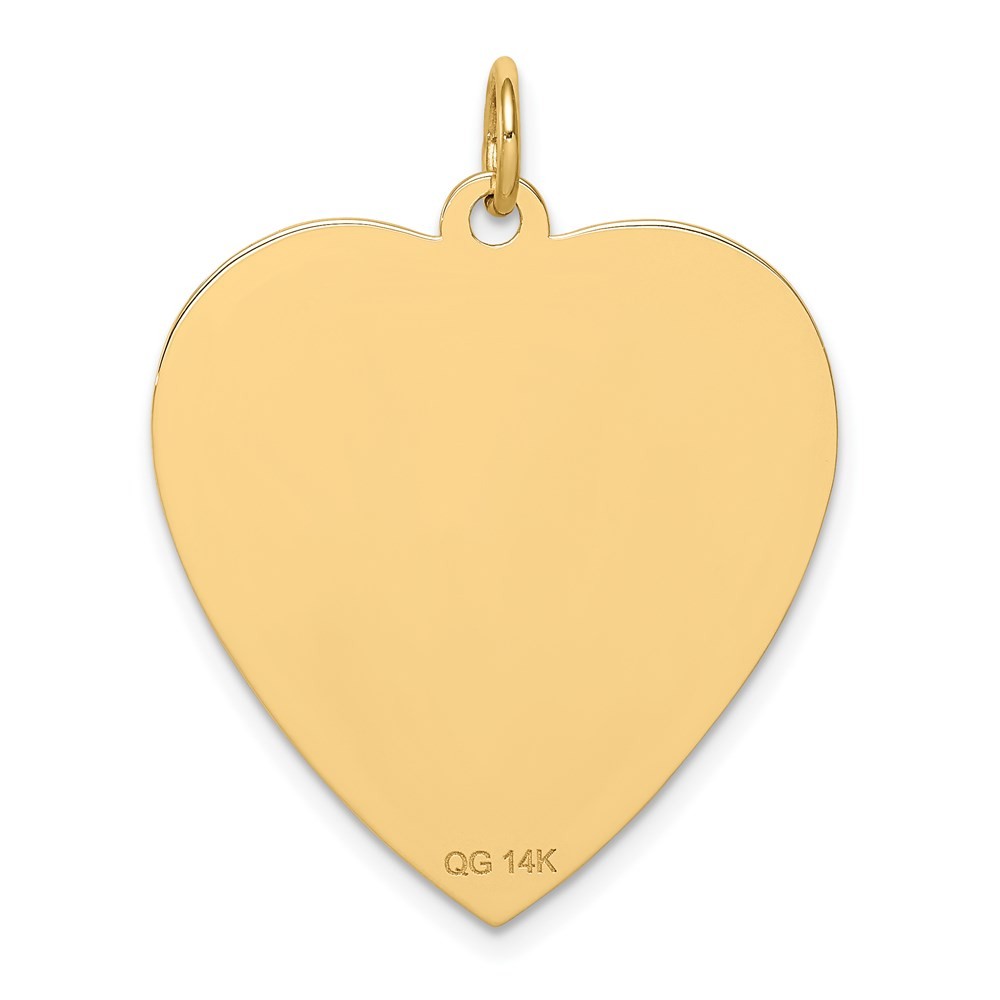 14k Yellow Gold 24mm Heart-Shaped Red Enameled Medical Jewelry Pendant