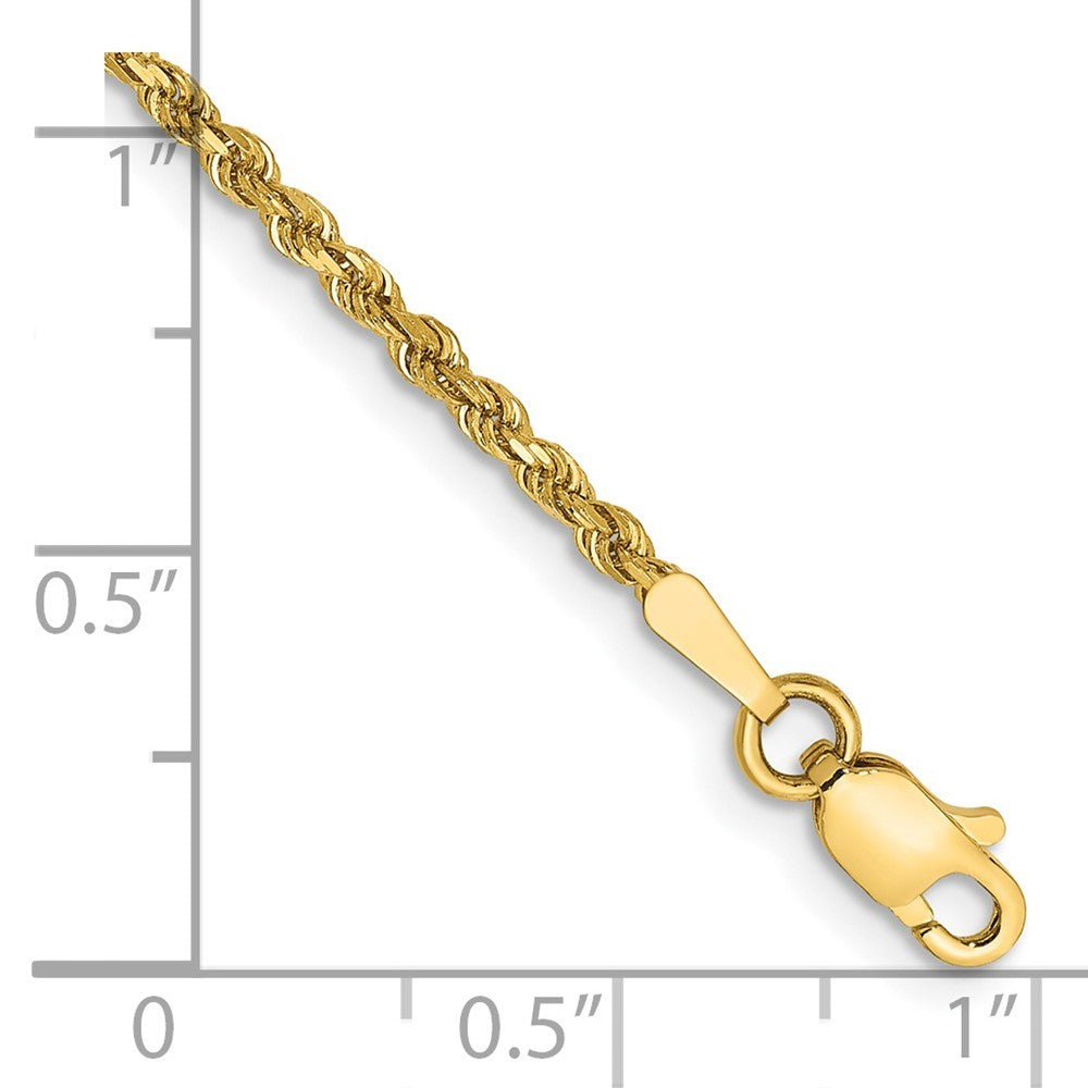 14k Yellow Gold 5.5 inch 1.75mm Diamond-cut Rope Chain Bracelet