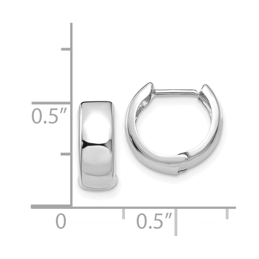 14k White Gold Polished Hinged Hoop Earrings Gift for Women