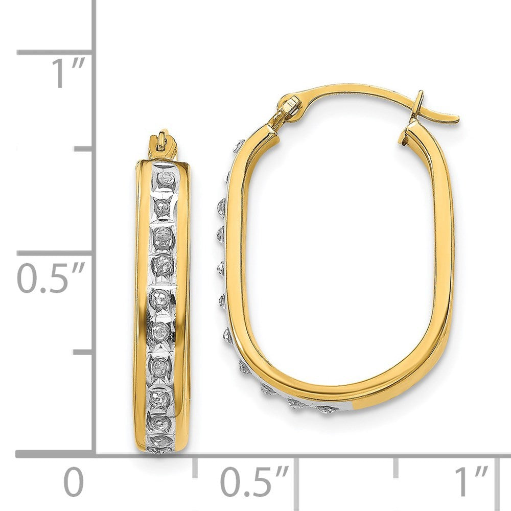 14k Yellow Gold Diamond Squared Hinged Hoop Earrings
