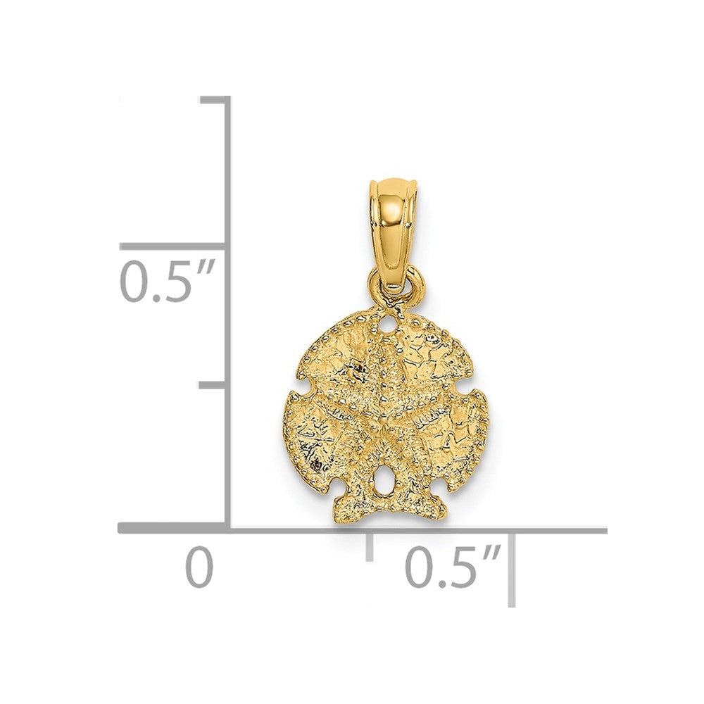 14k Yellow Gold Starfish on Sand Dollar Pendant
