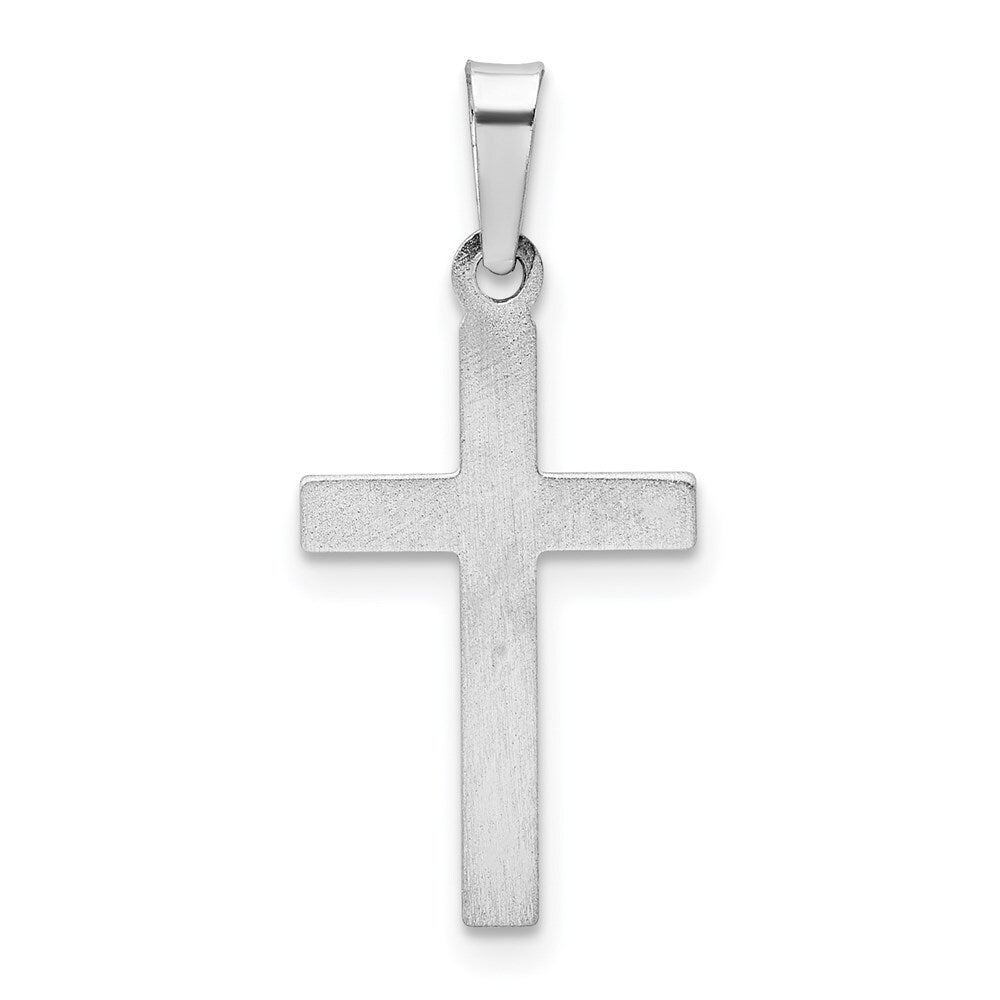 14k White Gold Polished Hollow Latin Cross Pendant for Women