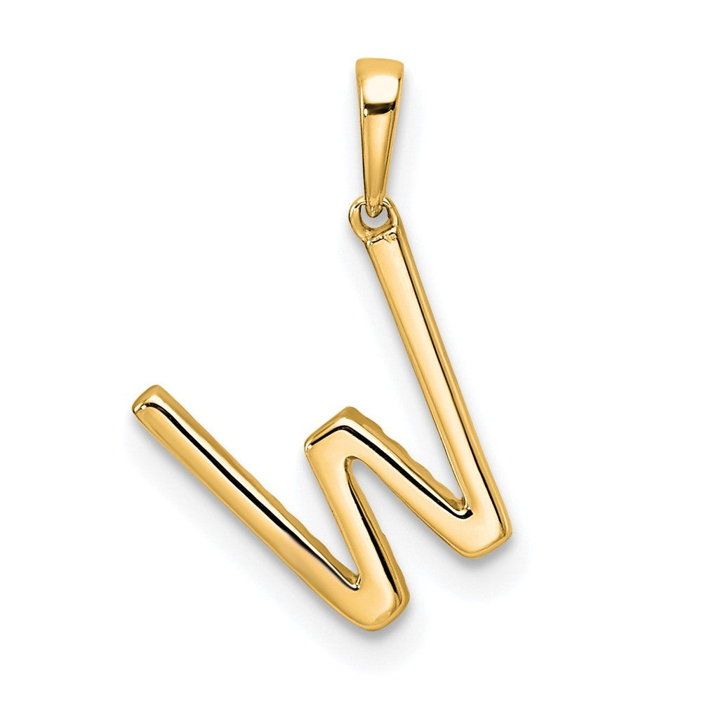 14k Yellow Gold Diamond Letter W Initial Pendant