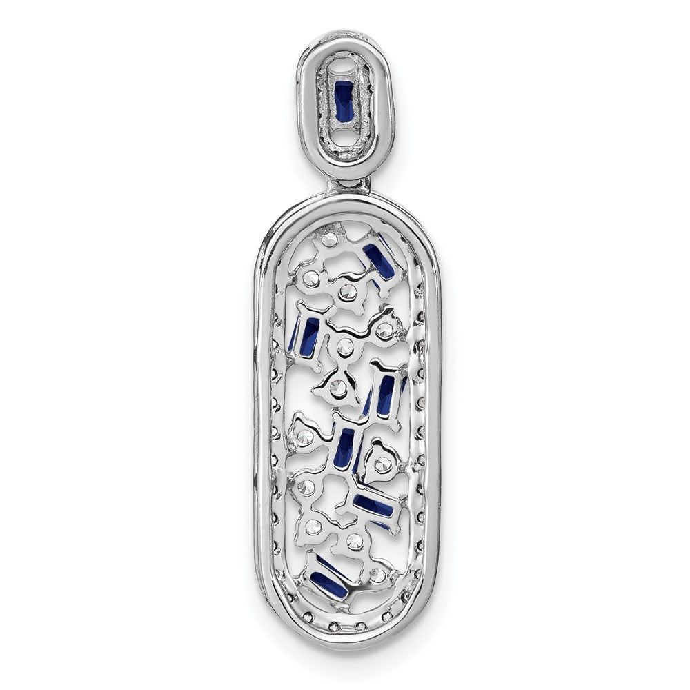 14k White Gold Sapphire and Diamond Oval Chain Slide