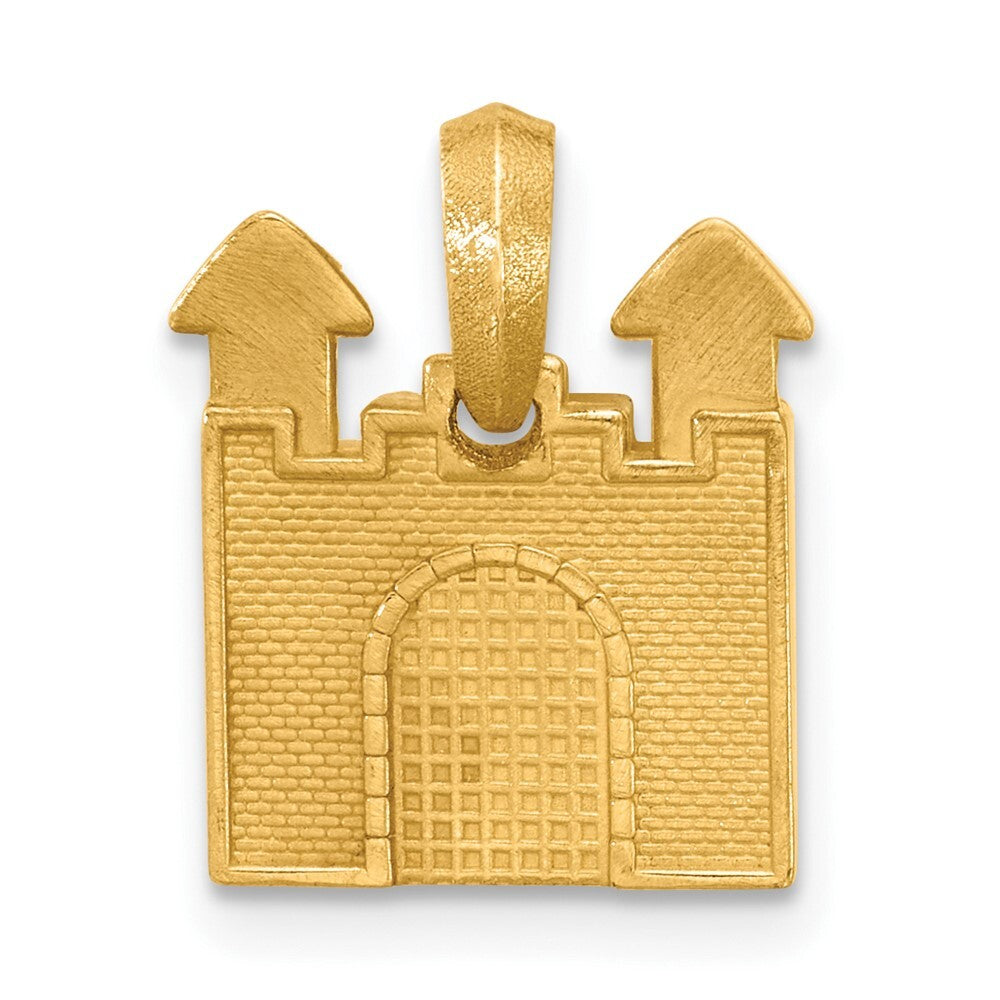 14k Yellow Gold 2D Castle Pendant for Women