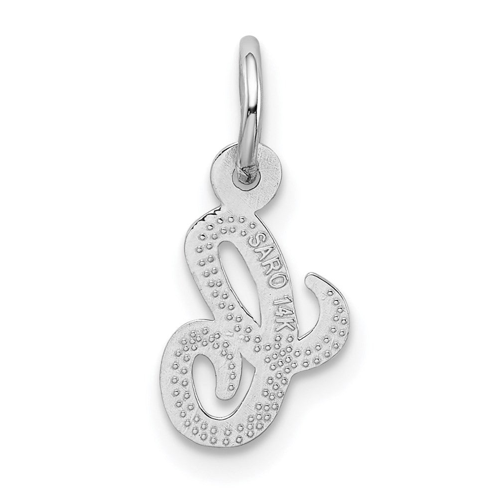14K White White Gold Casted Script Letter C Initial Charm
