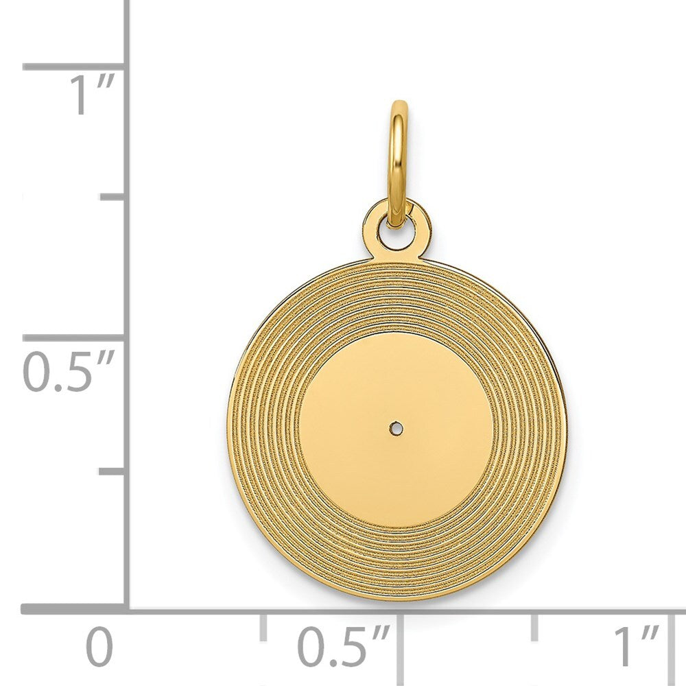 14k Yellow Gold Record Album Charm Pendant for Women
