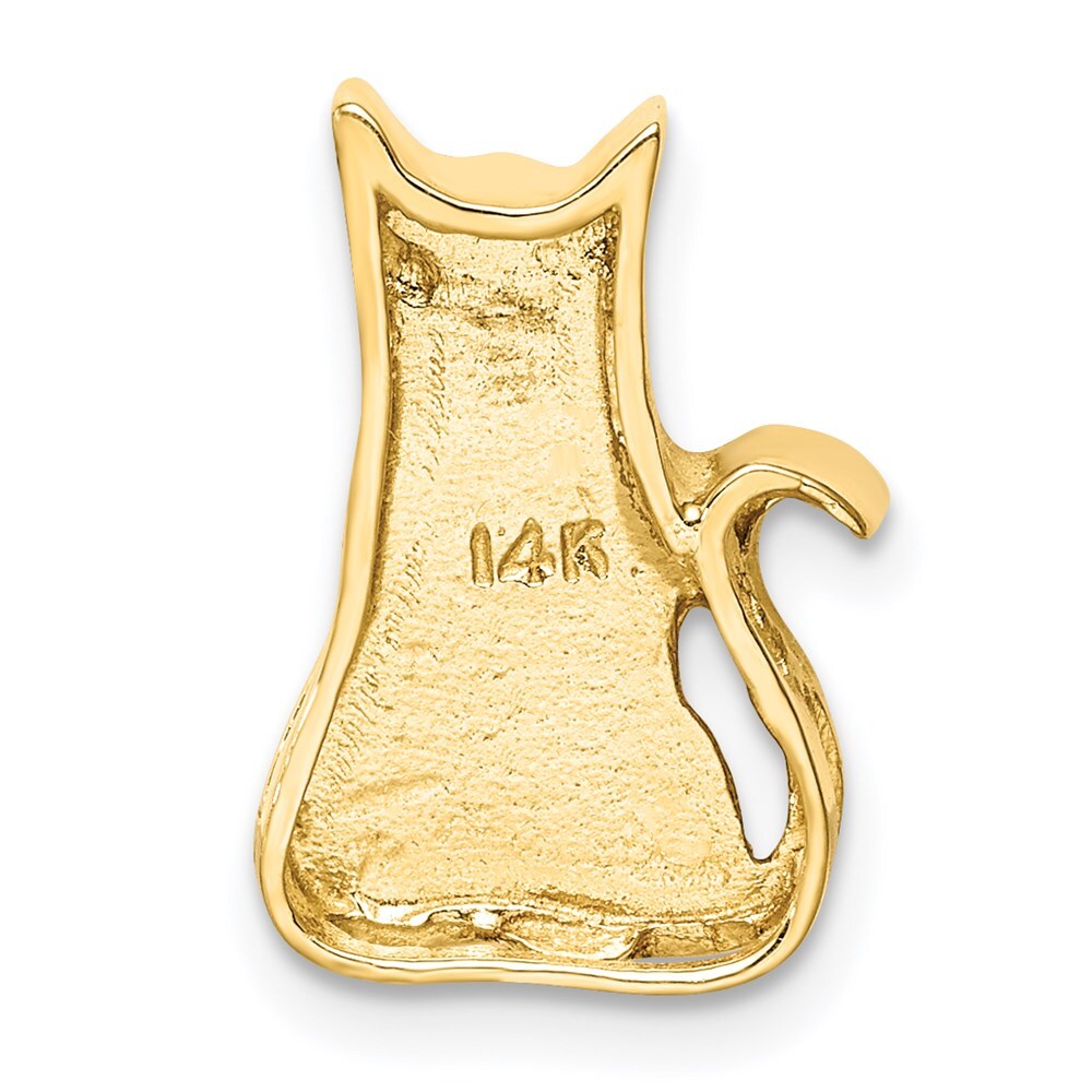 14k Yellow Gold Cat Chain Slide Pendant for Women