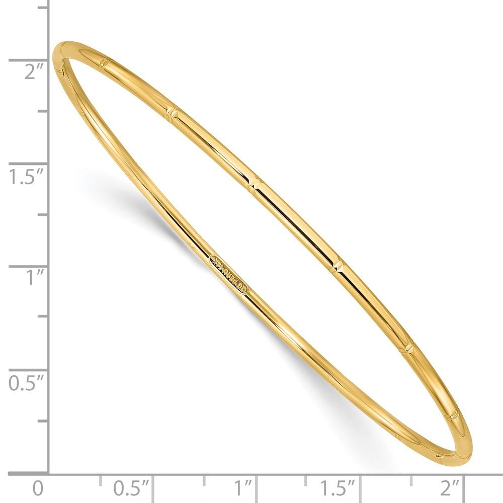 14k Yellow Gold Polished Diamond-cut 2.00mm Slip-on Round Bangle Bracelet