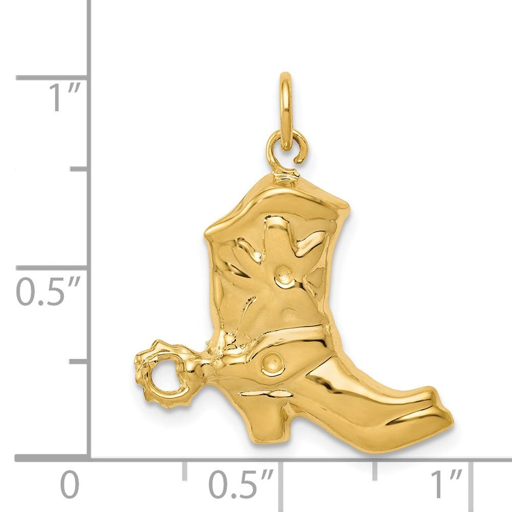 14k Yellow Gold Boot Charm Pendant for Women