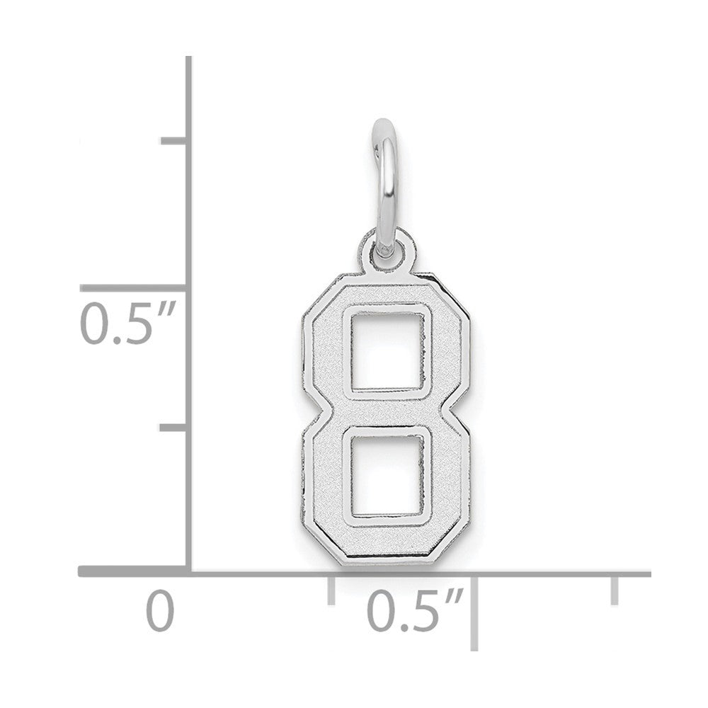 14K White Small Satin Number 8 Charm