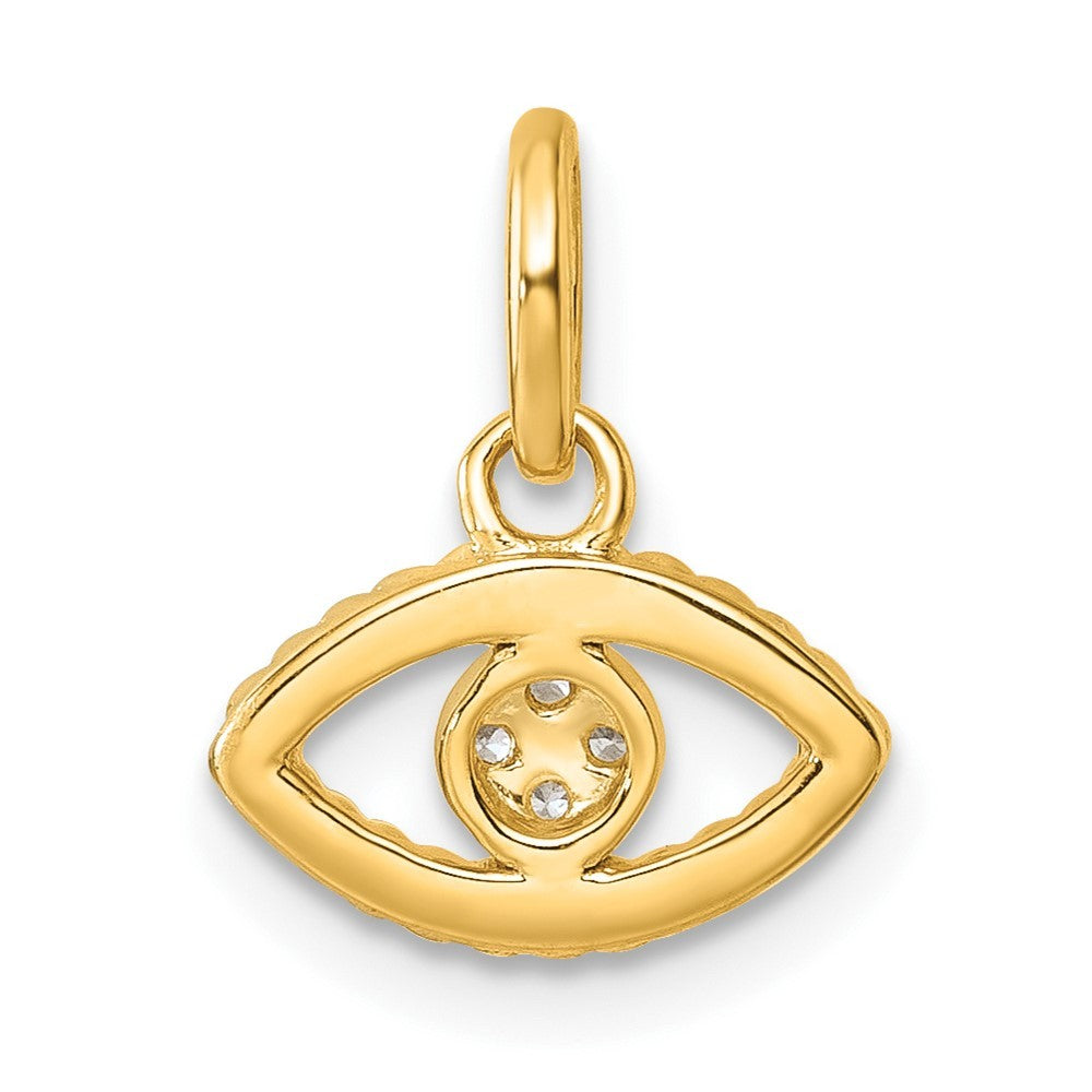 14k Yellow Gold Polished Diamond Twisted Evil Eye Pendant